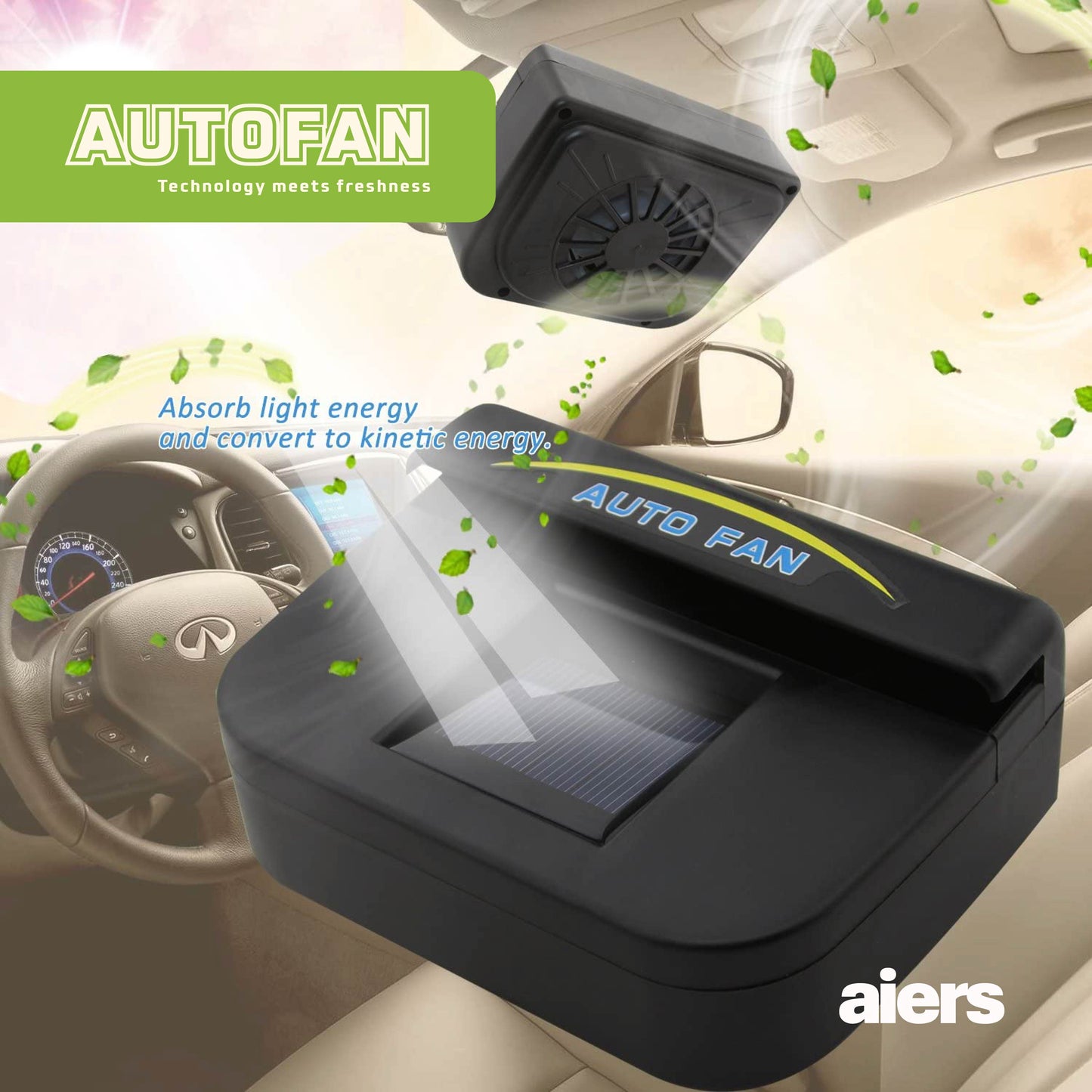 AutoCool Solar Powered Car Ventilation Fan