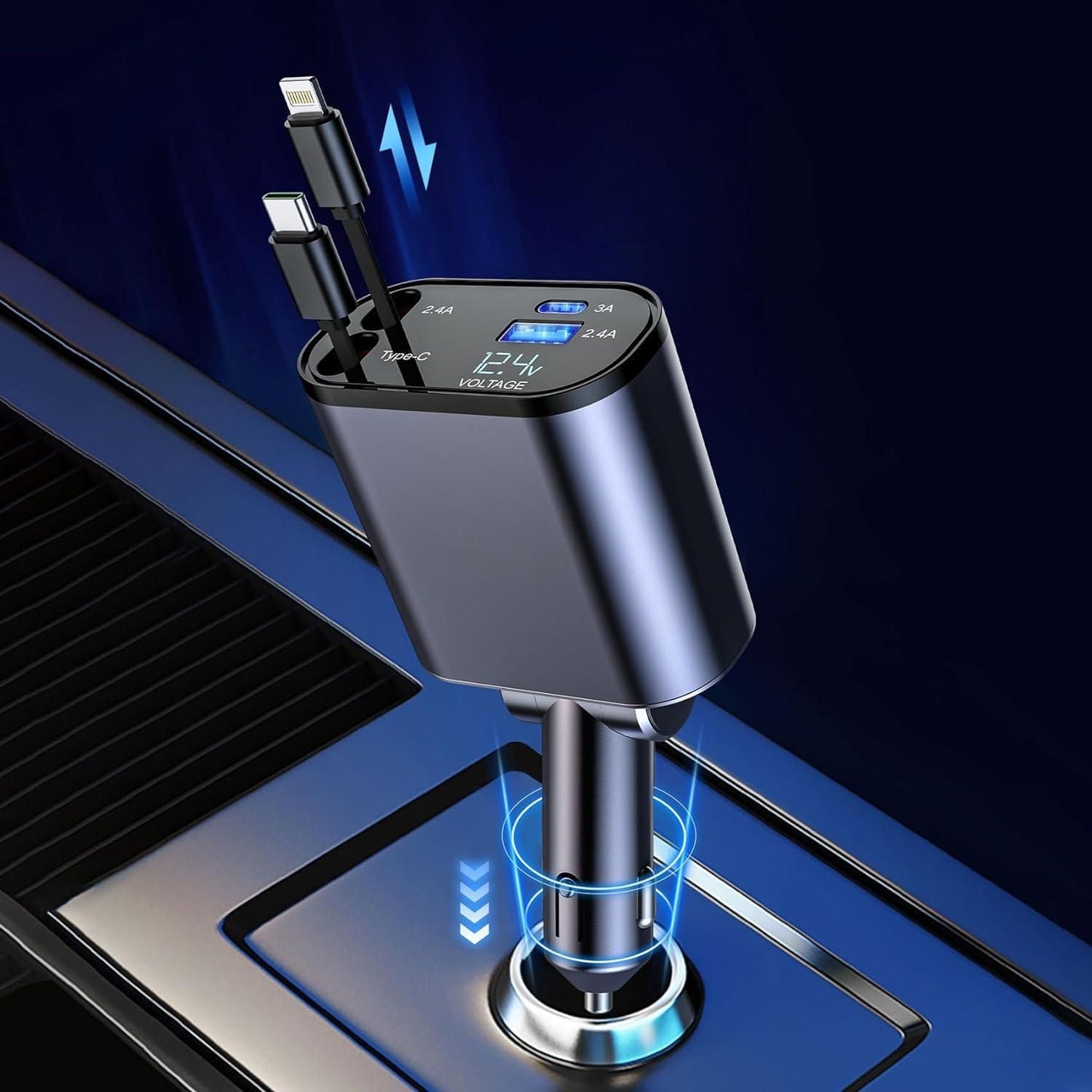 4 in 1 Retractable Car Fast Charger