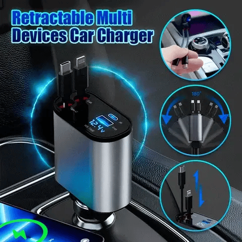 4 in 1 Retractable Car Fast Charger