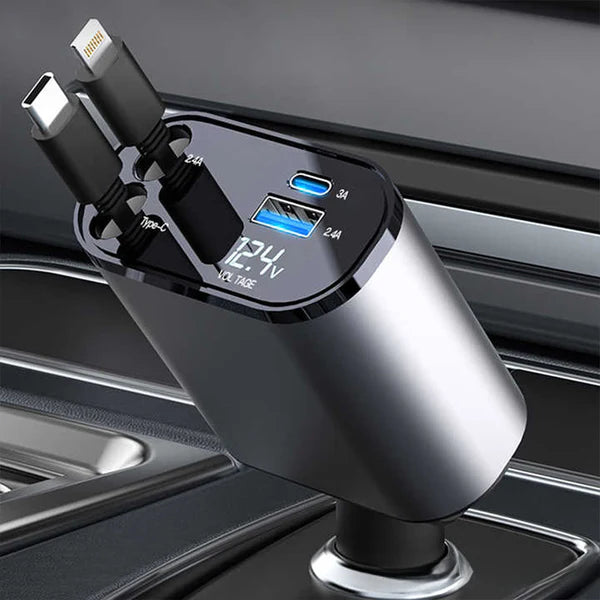 4 in 1 Retractable Car Fast Charger
