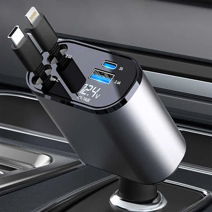 4 in 1 Retractable Car Fast Charger
