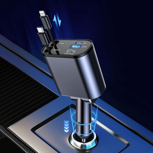 4 in 1 Retractable Car Fast Charger
